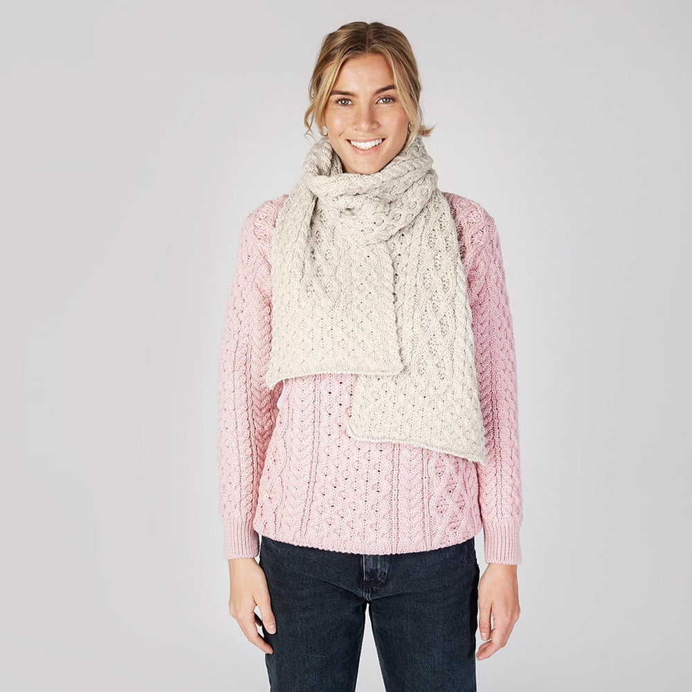 Luxe Aran Scarf in Chalkstone