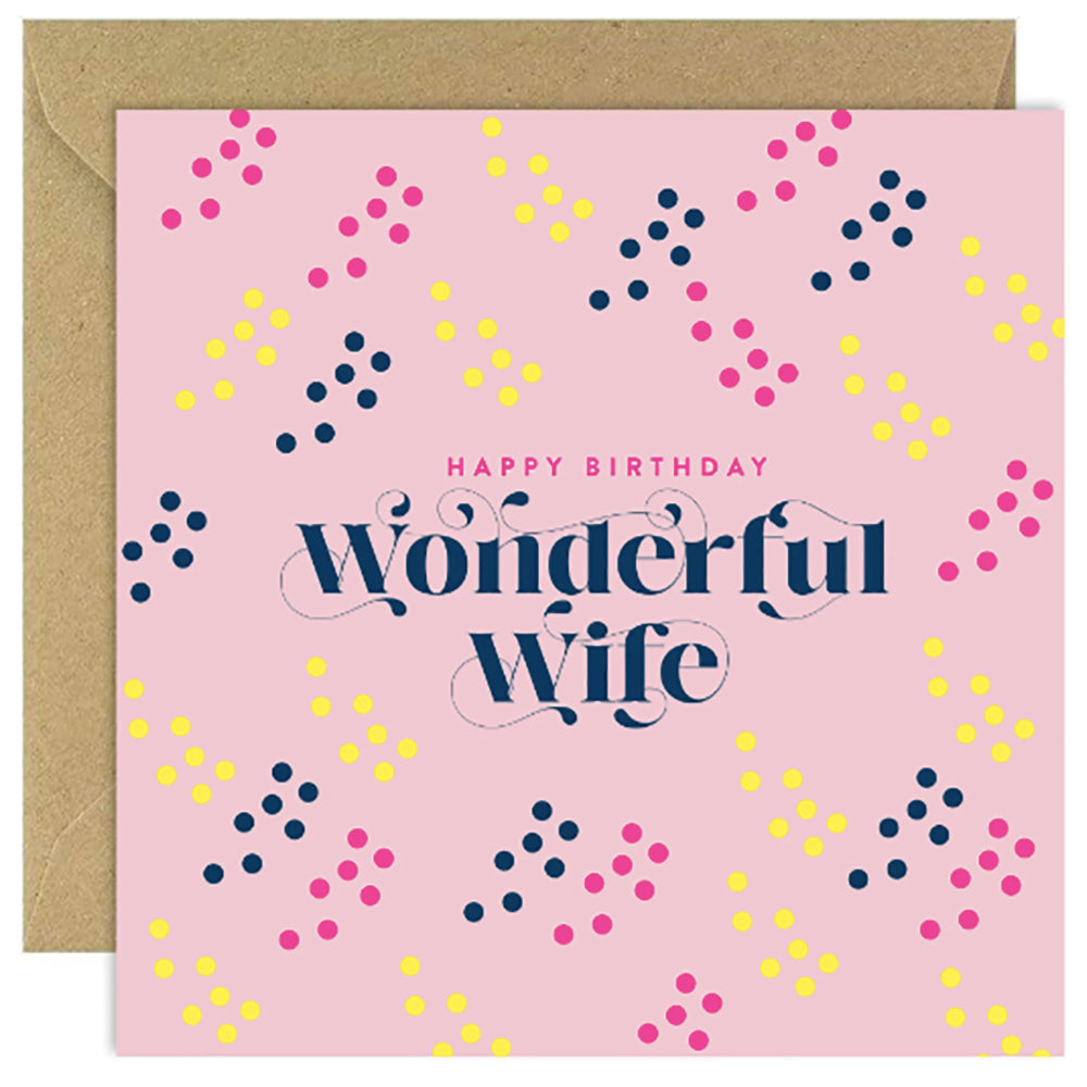Happy Birthday Wonderful Wife card with colorful design