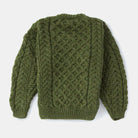 Kids Aran Wool Cardigan - Green (Back View)
