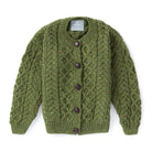 Green Aran cardigan for kids