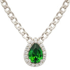 Sterling silver emerald halo necklace 