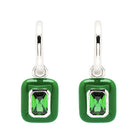 IDH Enamel Earrings in Green with Emerald Stone