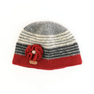 Red crochet flower hat by Erin Knitwear