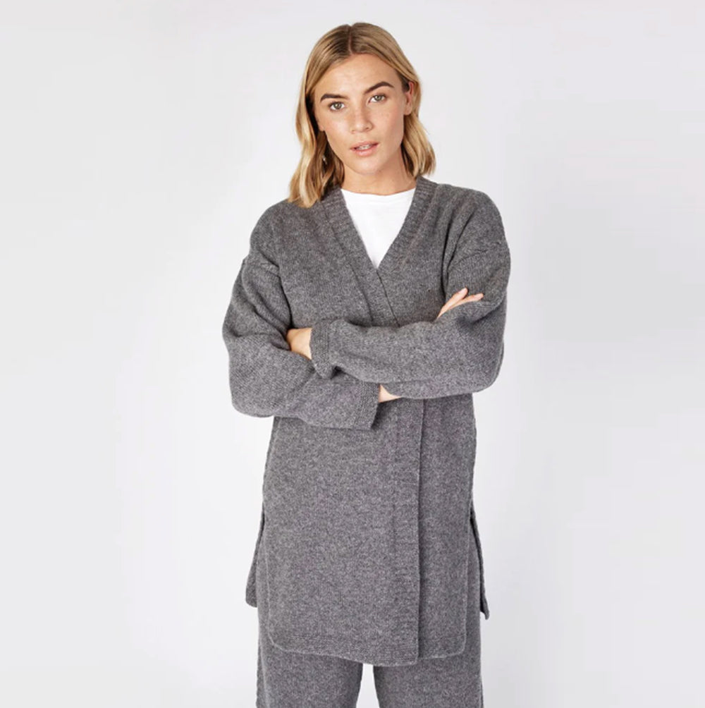 Ireland's Eye Knitwear Edge to Edge Cardigan in Smoke