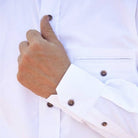 White cotton grandfather shirt detail from Lee Valley Ireland