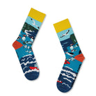 IDH Socksciety2 socks with puffins and ocean scene