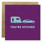 You're Hitched wedding card with car and caravan