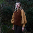 V Neck Slipover With Side Slits in Copper