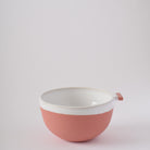 Red ceramic bowl with handle