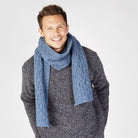Luxe Aran scarf in Ocean Blue