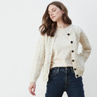 Cream Aran Lumber Crew Neck Cardigan