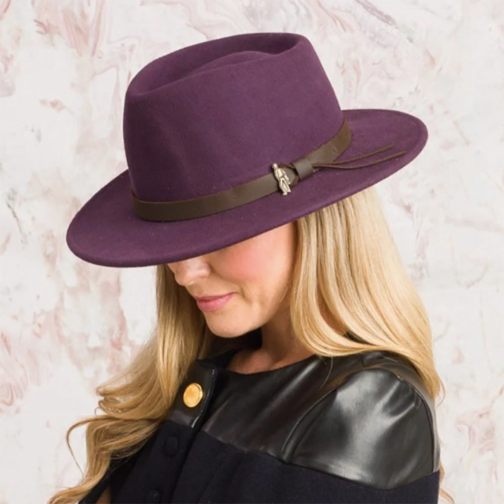 Plum Boston Hat on Model