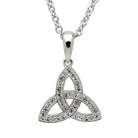 Silver Stone Set Celtic Trinity Knot Necklace