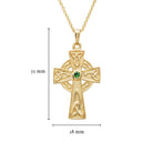 Celtic 14kt Gold Cross Necklace Green Stone