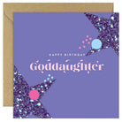 Happy Birthday Goddaughter card with glitter stars.