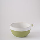 Square green bowl with handle