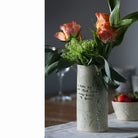 Square rose vase with orange roses