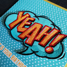 Yeah! patch on birthday card